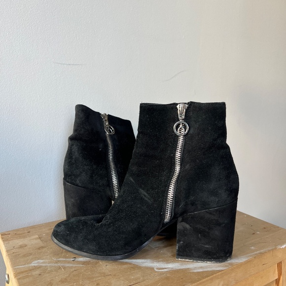 Wishbone Collection Black Suede Heeled Boots - Picture 3 of 4